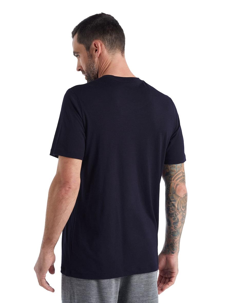 Koszulki Icebreaker Merino Tech Lite II Krótkie Sleeve Tee Męskie Granatowe | PL 1781EBCX